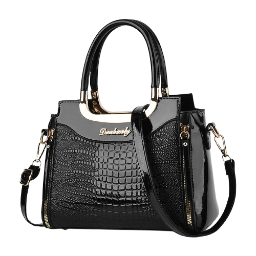 bolso negro mujer mano elegante brillante